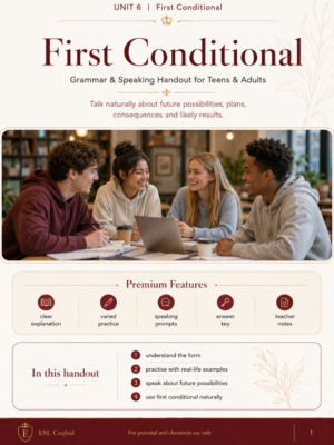 a2–b1 | first conditional | grammar & speaking handout | teens & adults